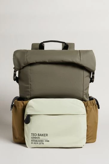 Ted Baker Fredd Khaki Green Colourblock Backpack 8 Ted Baker Fredd Khaki Green Colourblock Backpack - Image 6