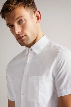 Ted Baker Addle White Short Sleeve Linen Shirt -Tedbaker Sales 2024 unnamed file 1585