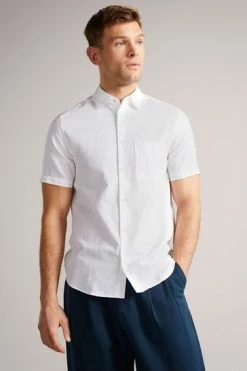 Ted Baker Addle White Short Sleeve Linen Shirt -Tedbaker Sales 2024 unnamed file 1587