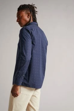 Ted Baker Loroll Navy Blue Clean Dobby Shirt -Tedbaker Sales 2024 unnamed file 1589