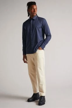 Ted Baker Loroll Navy Blue Clean Dobby Shirt -Tedbaker Sales 2024 unnamed file 1590