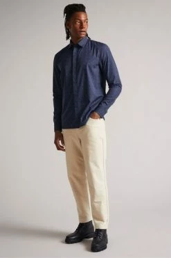 Ted Baker Loroll Navy Blue Clean Dobby Shirt -Tedbaker Sales 2024 unnamed file 1592