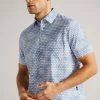 Ted Baker Light Blue Hunno Short Sleeve Geo Tile Print Shirt -Tedbaker Sales 2024 unnamed file 1636