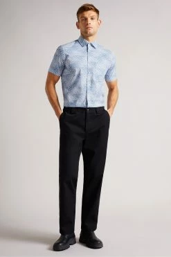 Ted Baker Light Blue Hunno Short Sleeve Geo Tile Print Shirt -Tedbaker Sales 2024 unnamed file 1638