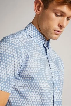 Ted Baker Light Blue Hunno Short Sleeve Geo Tile Print Shirt -Tedbaker Sales 2024 unnamed file 1639