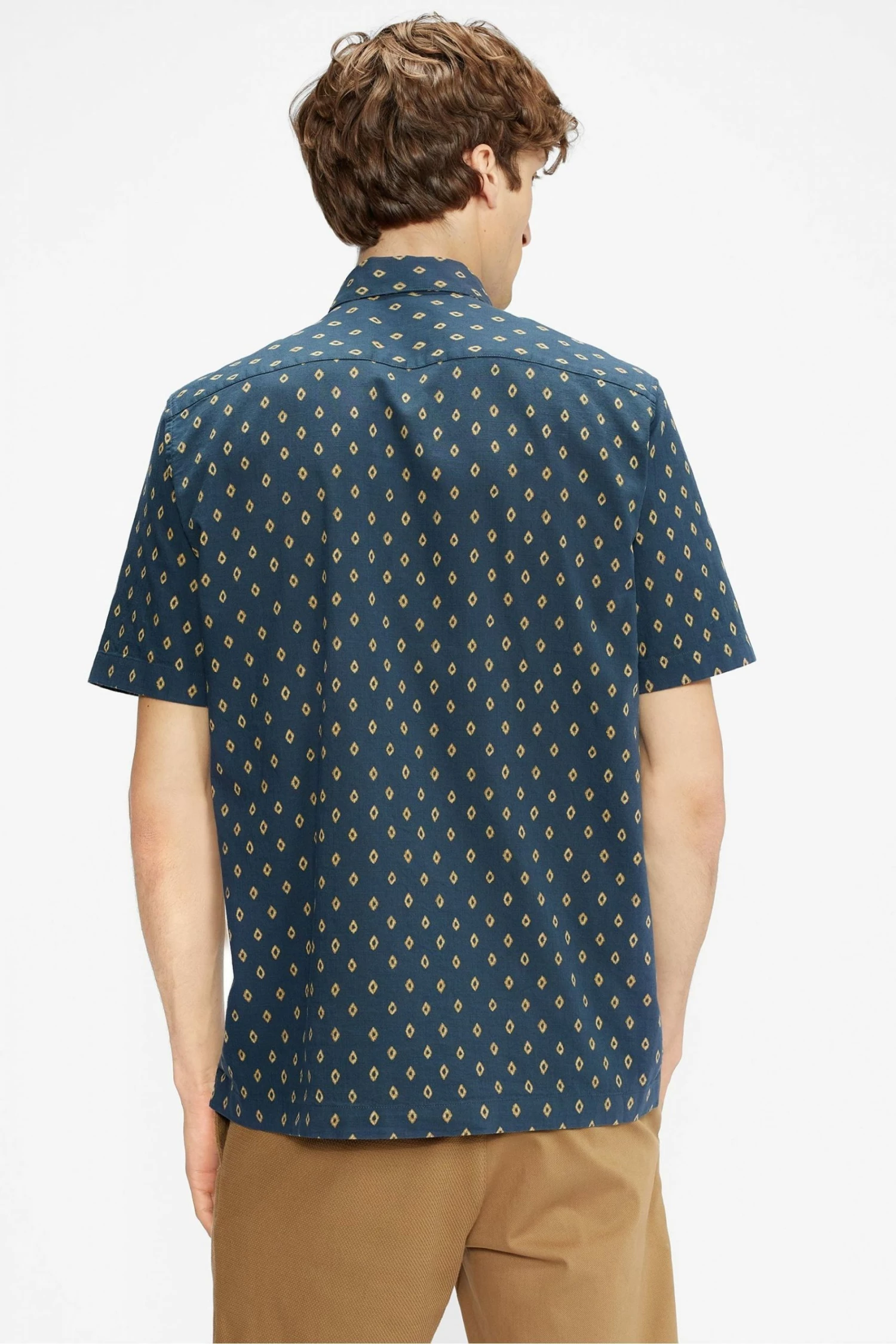 Ted Baker Blue Ginton Short Sleeve Diamond Geo Print Shirt 4 Ted Baker Blue Ginton Short Sleeve Diamond Geo Print Shirt - Image 2