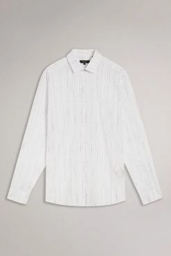 Ted Baker White Hadlo Long Sleeve Pencil Drawn Stripe Shirt -Tedbaker Sales 2024 unnamed file 1669