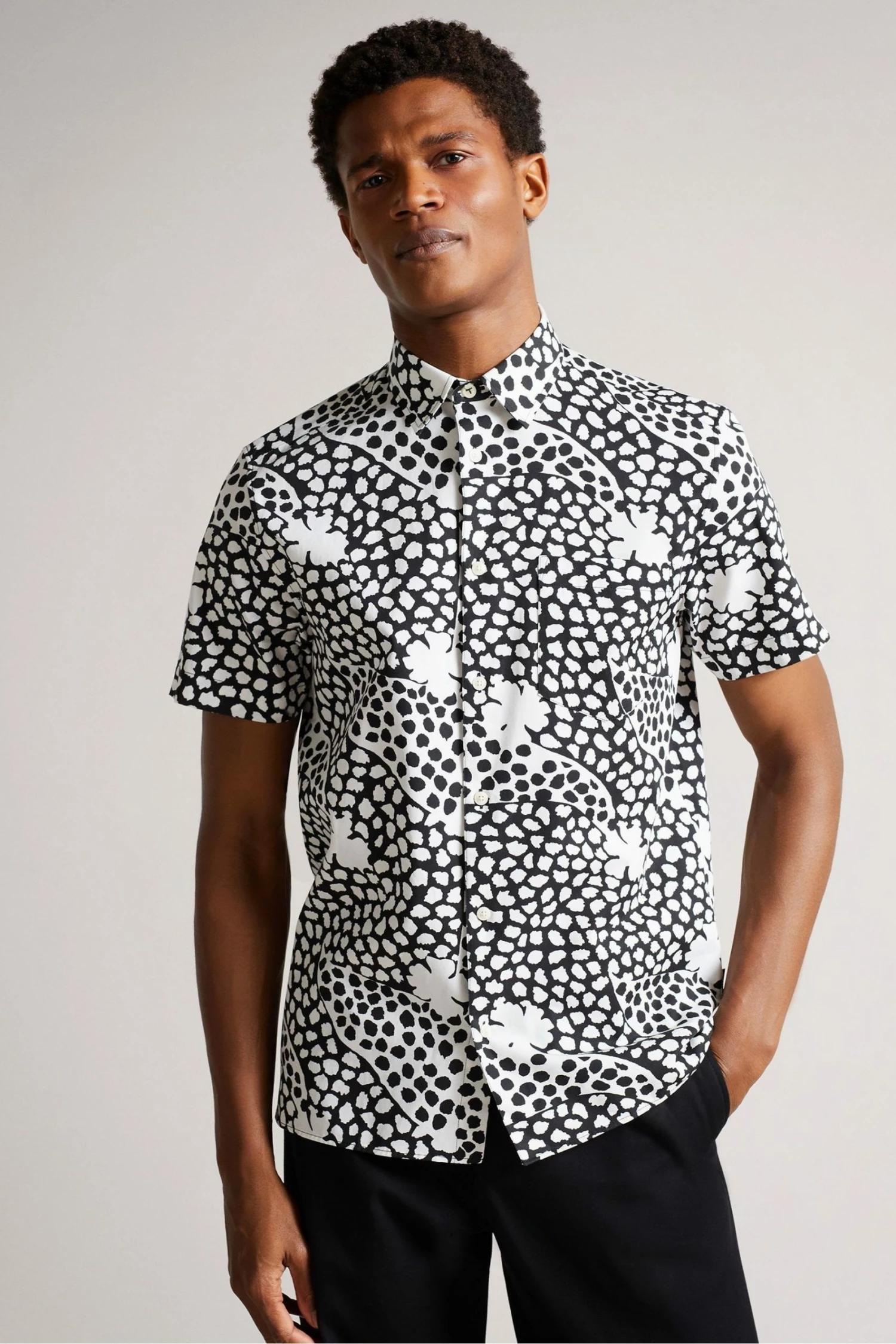 Ted Baker Sturton Black Short Sleeve Spot Mash Up Geo Shirt 3 Ted Baker Sturton Black Short Sleeve Spot Mash Up Geo Shirt