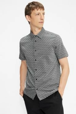 Ted Baker Black Monochrome Bordup Short Sleeve Contemporary Zigzag Shirt