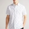 Ted Baker Mens White Deacon Short Sleeve Car Print Shirt -Tedbaker Sales 2024 unnamed file 1759