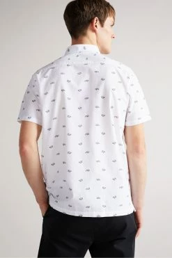 Ted Baker Mens White Deacon Short Sleeve Car Print Shirt -Tedbaker Sales 2024 unnamed file 1760