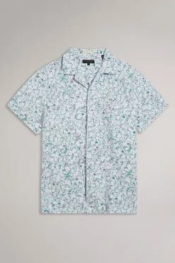 Ted Baker Bartlet White Short Sleeve Revere Printed Shirt -Tedbaker Sales 2024 unnamed file 1769