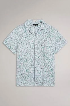 Ted Baker Bartlet White Short Sleeve Revere Printed Shirt -Tedbaker Sales 2024 unnamed file 1772