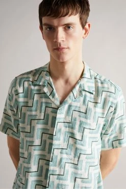 Ted Baker Blue Brecon Short Sleeve Retro Geo Print Shirt -Tedbaker Sales 2024 unnamed file 1827