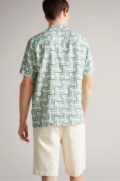 Ted Baker Blue Brecon Short Sleeve Retro Geo Print Shirt -Tedbaker Sales 2024 unnamed file 1828