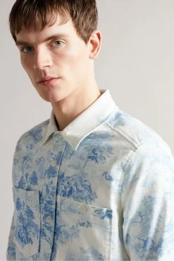 Ted Baker Liburty White Long Sleeve Printed Denim Shirt -Tedbaker Sales 2024 unnamed file 1851