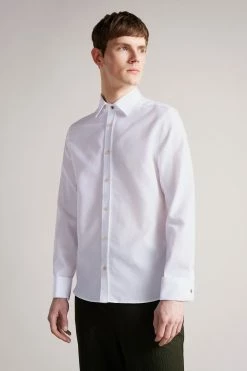 Ted Baker Byward White Long Sleeve Detachable Collar Shirt