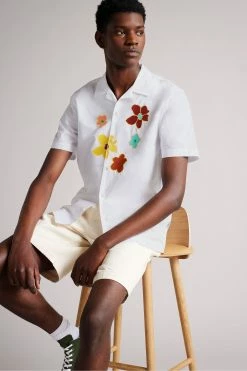 Ted Baker White Walmond Revere Floral Applique Shirt -Tedbaker Sales 2024 unnamed file 1882