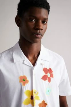 Ted Baker White Walmond Revere Floral Applique Shirt -Tedbaker Sales 2024 unnamed file 1883