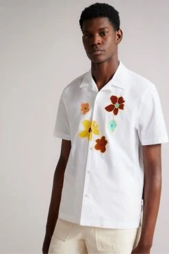 Ted Baker White Walmond Revere Floral Applique Shirt -Tedbaker Sales 2024 unnamed file 1885