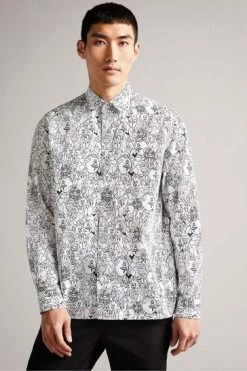 Ted Baker White Upland Long Sleeve All Over Character Print Shirt -Tedbaker Sales 2024 unnamed file 1891