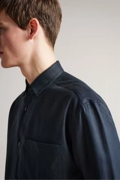 Ted Baker Belvue Blue Long Sleeved Heavy Linen Blend Shirt -Tedbaker Sales 2024 unnamed file 1895