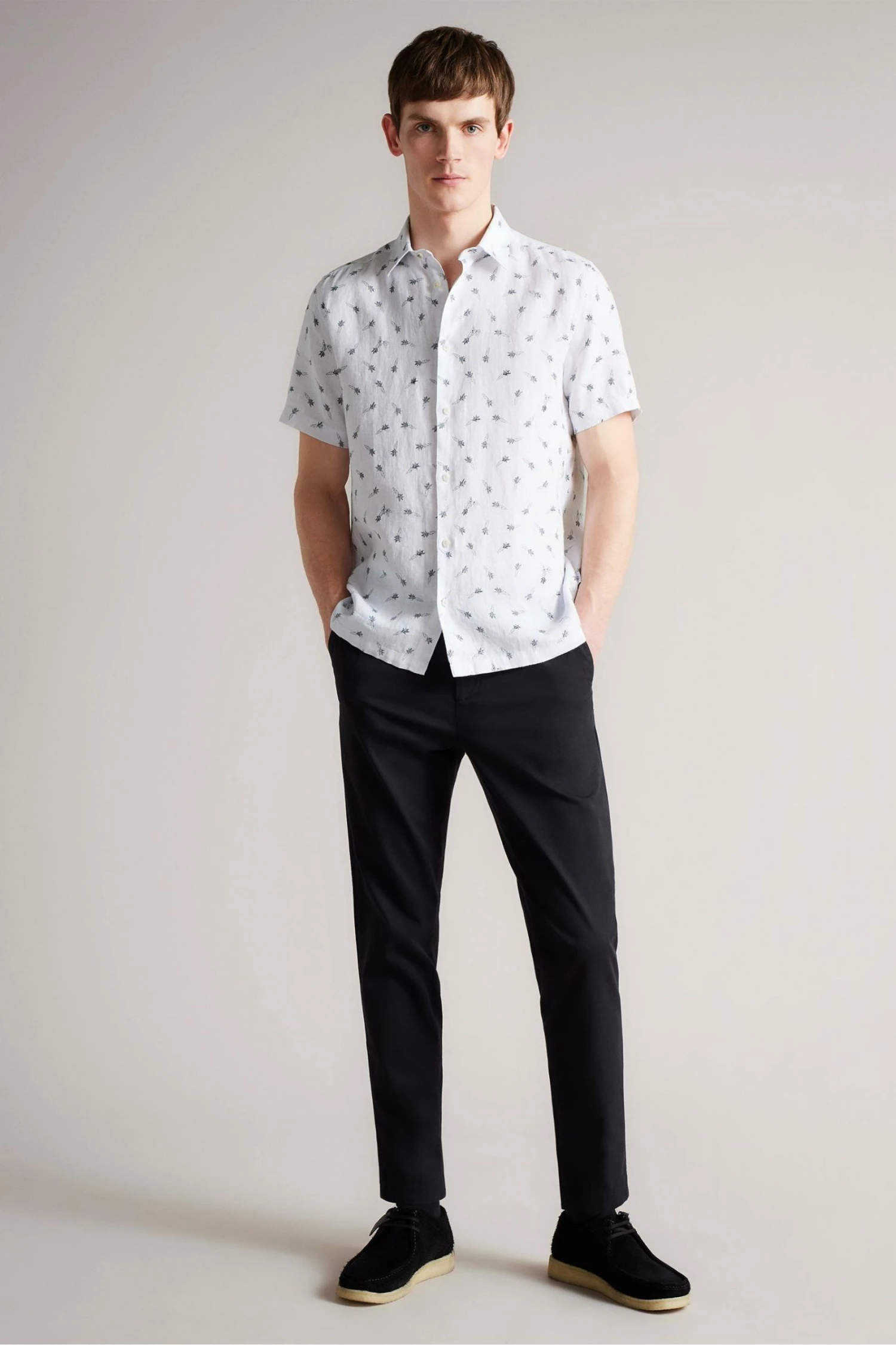 Ted Baker Charon White Short Sleeve Carrot Print Shirt 4 Ted Baker Charon White Short Sleeve Carrot Print Shirt - Image 2