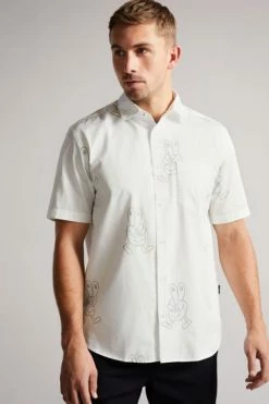Ted Baker Ardenn White Short Sleeve Reverse Printed Character Shirt -Tedbaker Sales 2024 unnamed file 1933