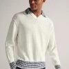 Ted Baker Cream Burlee Long Sleeve Open Striped Collar Crew Shirt -Tedbaker Sales 2024 unnamed file 1940