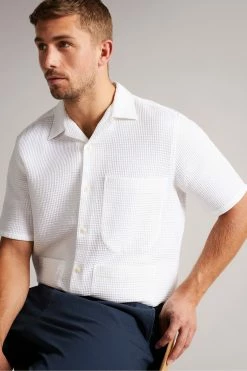 Ted Baker Hargate White Short Sleeve Heavy Texture Shirt -Tedbaker Sales 2024 unnamed file 1953