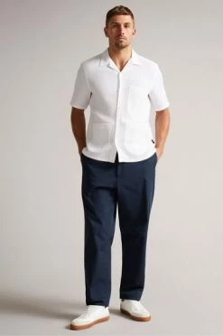 Ted Baker Hargate White Short Sleeve Heavy Texture Shirt -Tedbaker Sales 2024 unnamed file 1955