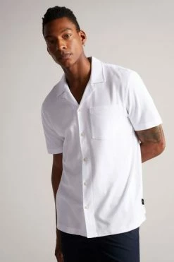 Ted Baker Chatley White Short Sleeve Jersey Pique Shirt -Tedbaker Sales 2024 unnamed file 1961