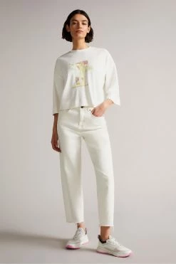 Ted Baker White Medeia Cropped Tee -Tedbaker Sales 2024 unnamed file 1980