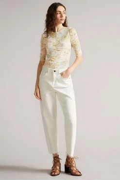 Ted Baker Alllaba Yellow Rouched Mesh T-Shirt -Tedbaker Sales 2024 unnamed file 2070