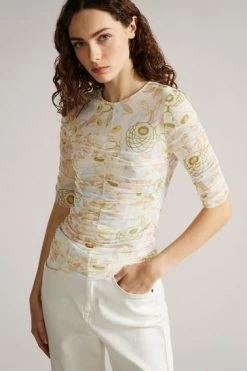 Ted Baker Alllaba Yellow Rouched Mesh T-Shirt -Tedbaker Sales 2024 unnamed file 2071