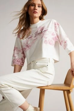 Ted Baker Teresia White Cropped T-Shirt -Tedbaker Sales 2024 unnamed file 2104