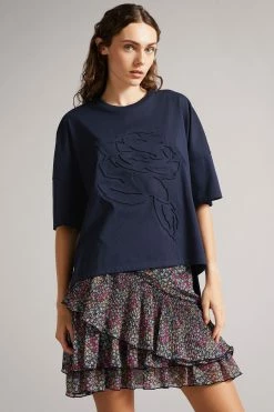 Ted Baker Blue Sandyz Dk Debossed Flower T-Shirt