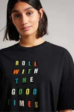 Ted Baker Laurenx Black Roll With The Good Times Graphic T-Shirt -Tedbaker Sales 2024 unnamed file 2209