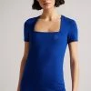 Ted Baker Gerbela Blue Square Neck Short Sleeve Top -Tedbaker Sales 2024 unnamed file 2242