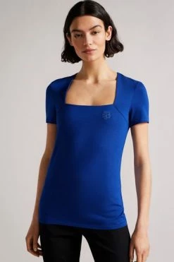 Ted Baker Gerbela Blue Square Neck Short Sleeve Top -Tedbaker Sales 2024 unnamed file 2247