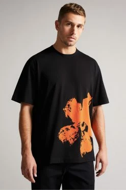 Ted Baker Polpero Black Short Sleeve Heavyweight Relaxed Fit Graphic T-Shirt