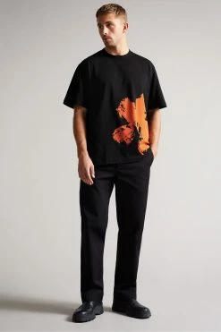 Ted Baker Polpero Black Short Sleeve Heavyweight Relaxed Fit Graphic T-Shirt -Tedbaker Sales 2024 unnamed file 2298