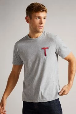 Ted Baker Grey Marl Tedford Short Sleeve Varsity 'T' T-Shirt