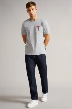 Ted Baker Grey Marl Tedford Short Sleeve Varsity 'T' T-Shirt -Tedbaker Sales 2024 unnamed file 2312