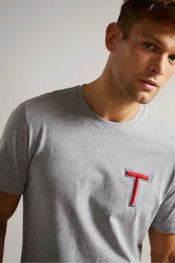 Ted Baker Grey Marl Tedford Short Sleeve Varsity 'T' T-Shirt -Tedbaker Sales 2024 unnamed file 2313