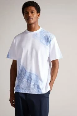 Ted Baker Sumatra White Short Sleeve Placement Paisley Printed T-Shirt