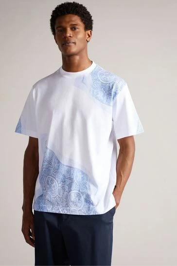 Ted Baker Sumatra White Short Sleeve Placement Paisley Printed T-Shirt 8 Ted Baker Sumatra White Short Sleeve Placement Paisley Printed T-Shirt - Image 6