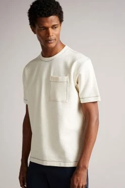 Ted Baker Artizan Ecru Cream Short Sleeve Textured T-Shirt