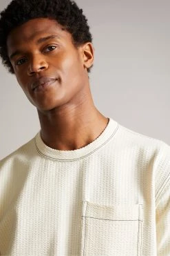 Ted Baker Artizan Ecru Cream Short Sleeve Textured T-Shirt -Tedbaker Sales 2024 unnamed file 2353