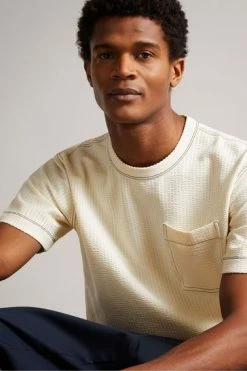 Ted Baker Artizan Ecru Cream Short Sleeve Textured T-Shirt -Tedbaker Sales 2024 unnamed file 2355